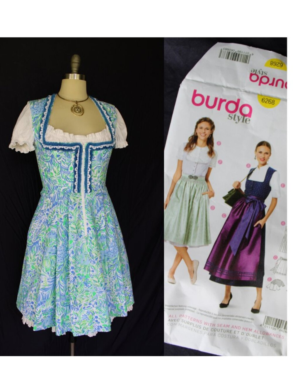 Custom Lilly Pulitzer trachten German Bavarian Dirndl corset dress crochet lace - Picture 2 of 12